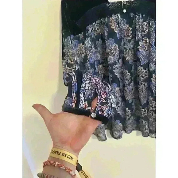 Sundance Velvet Floral 100% Silk Peasant Blouse Women's Size Small Boho - Picture 5 of 7